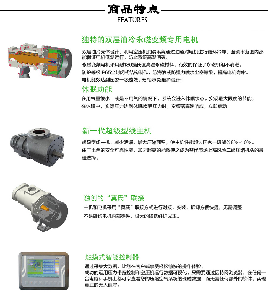 兩級壓縮螺桿空氣壓縮機特點